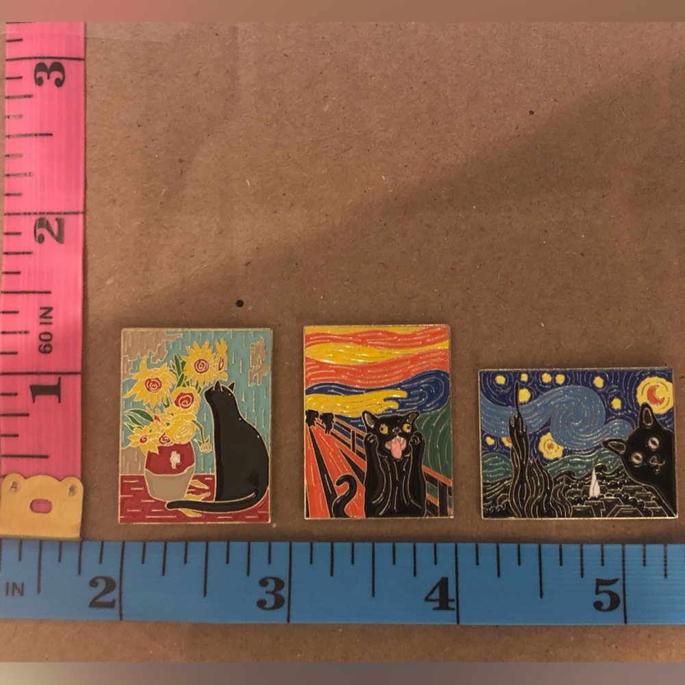 3/$40 Cats in famous piece of art pins